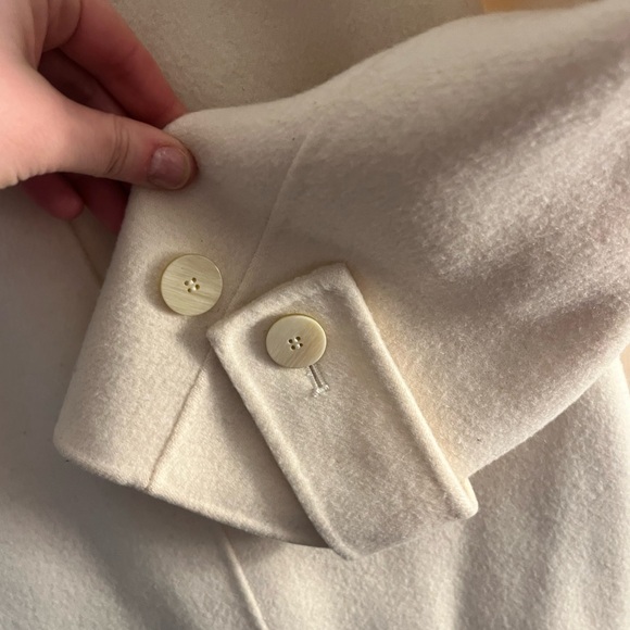 Theory Cream Easy One Button Long Wool Cashmere Coat - Picture 5 of 9